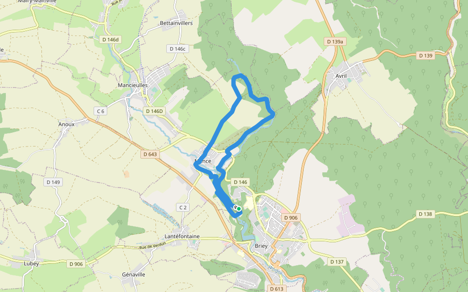 Boucle de Mance walking route map in Val de Briey