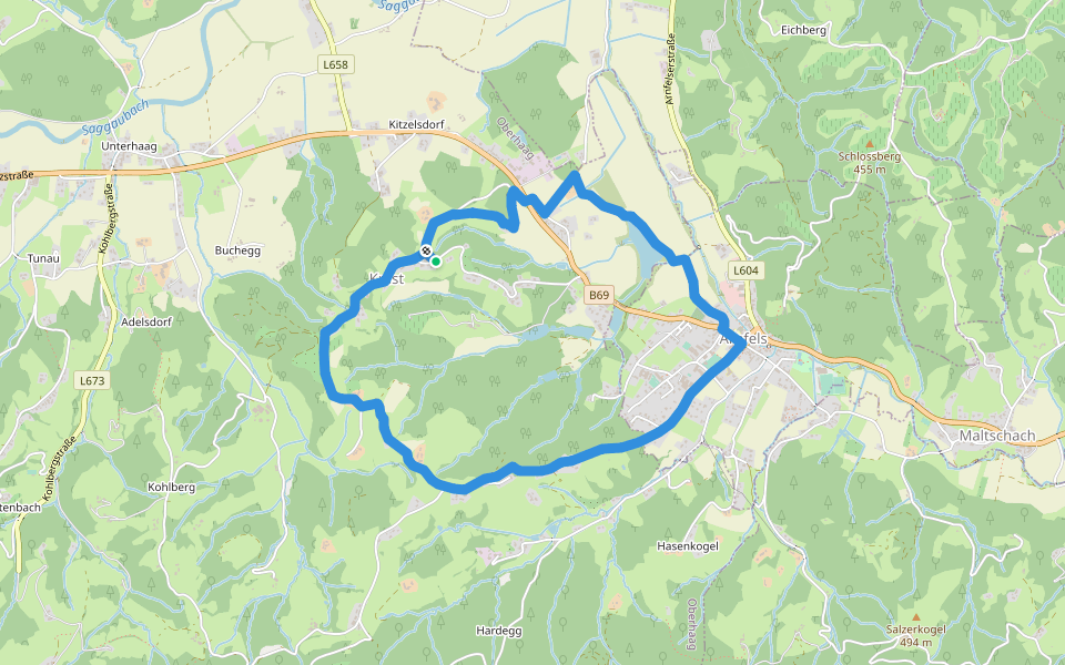 Arnfels R1 walking route map in Krast