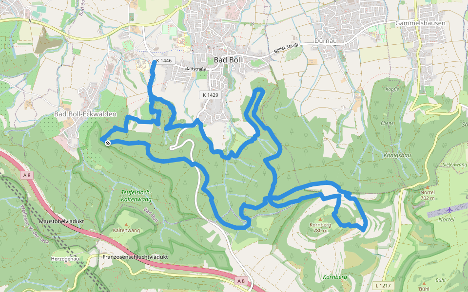 Löwenpfade: Berta-Hörnle-Tour walking route map in Bad Boll
