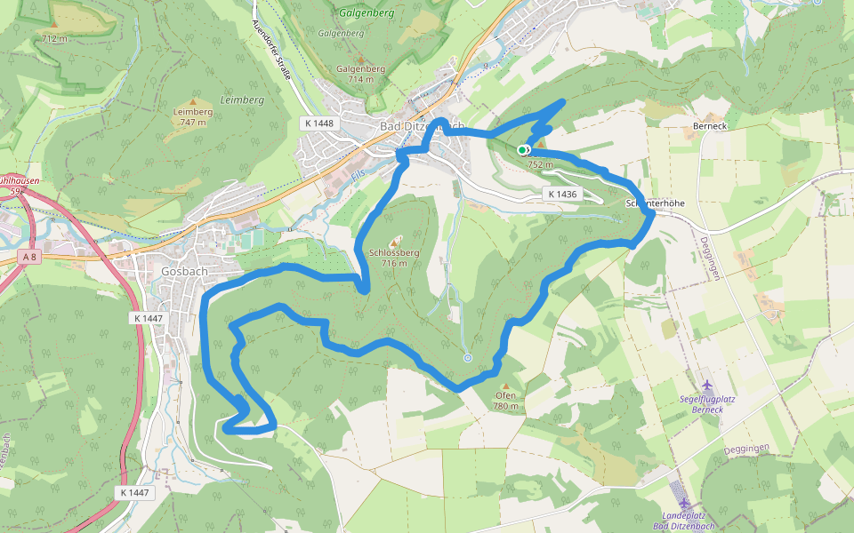 Löwenpfade: Höhenrunde walking route map in Bad Ditzenbach