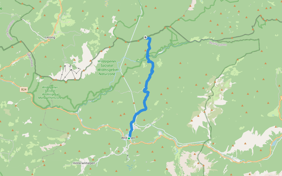 Wanderweg 288 walking route map in Wildalpen