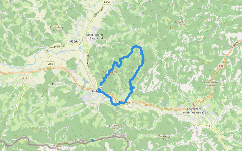 Arnfelser Wege - Eichberg - E2 walking route map in Arnfels