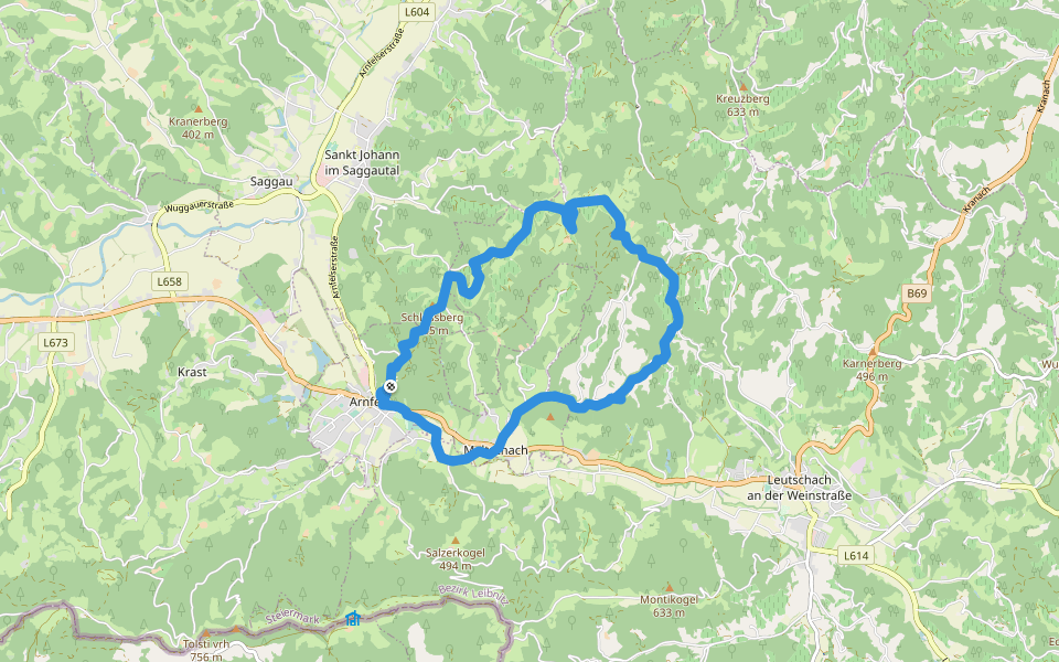 Arnfelser Wege - Eichberg - E3 walking route map in Arnfels
