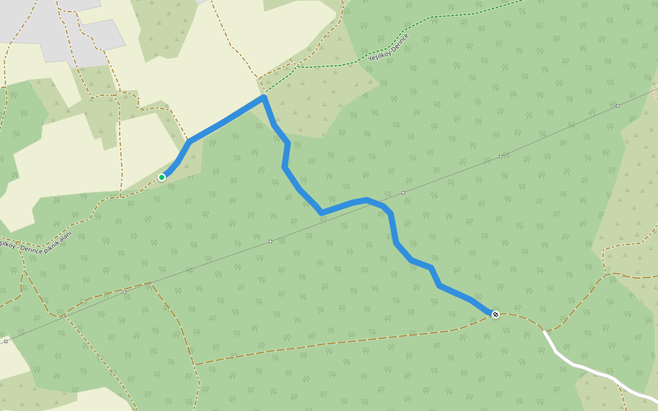 Derince piknik alanı -Yeşilköy walking route map in Yeşilköy