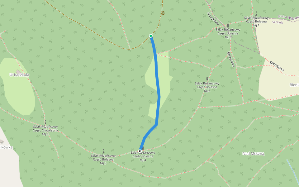 Łącznik - szary trójkąt walking route map in Szczyrk
