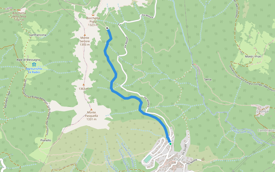 Strada ai Monti walking route map in Pigra