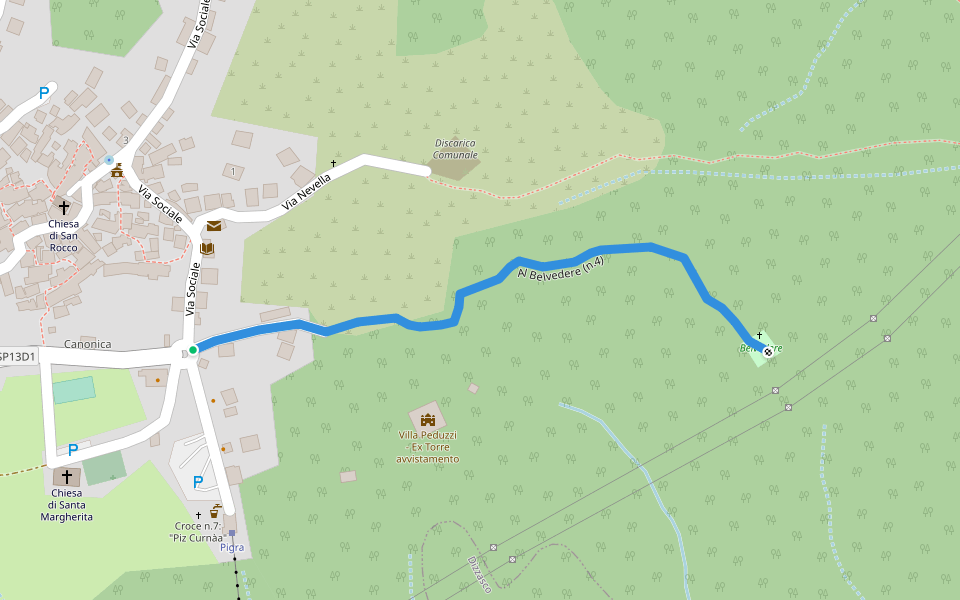 Belvedere di Pigra walking route map in Pigra