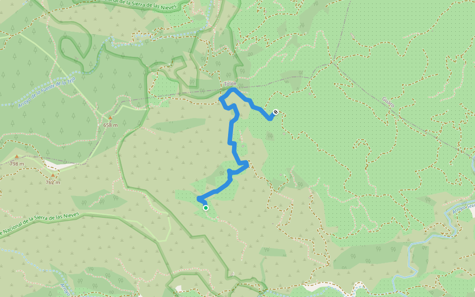 Sendero Guaro - Chrirbenitez walking route map in Monda