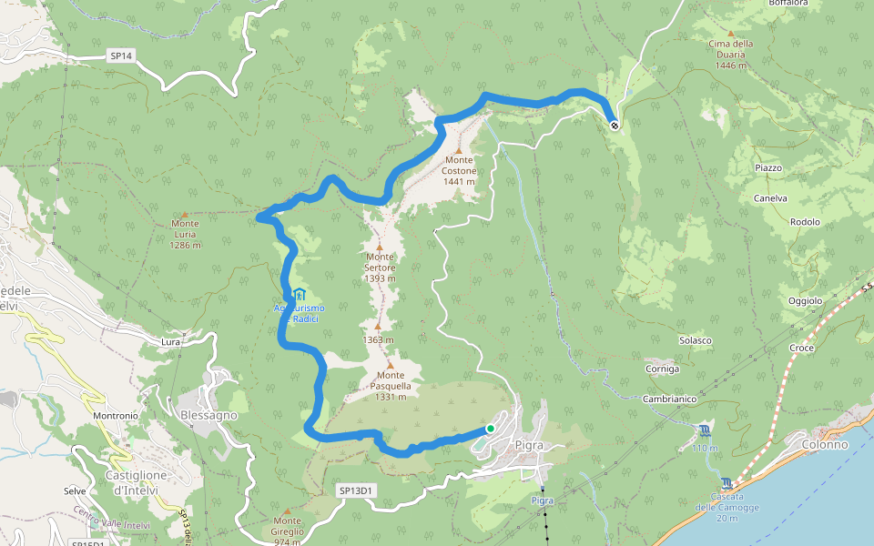 Circolare Piz Pasquela walking route map in Pigra