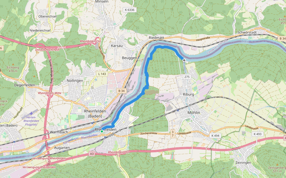 Rheinfelden - Bachtele walking route map in Rheinfelden