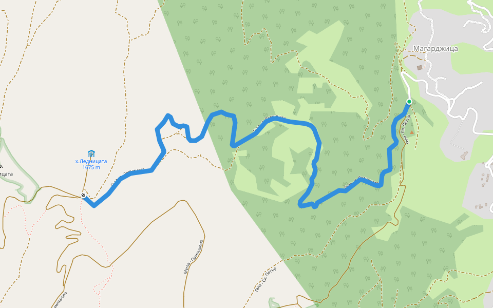 Гела - х. Ледницата walking route map in Magardzhitsa