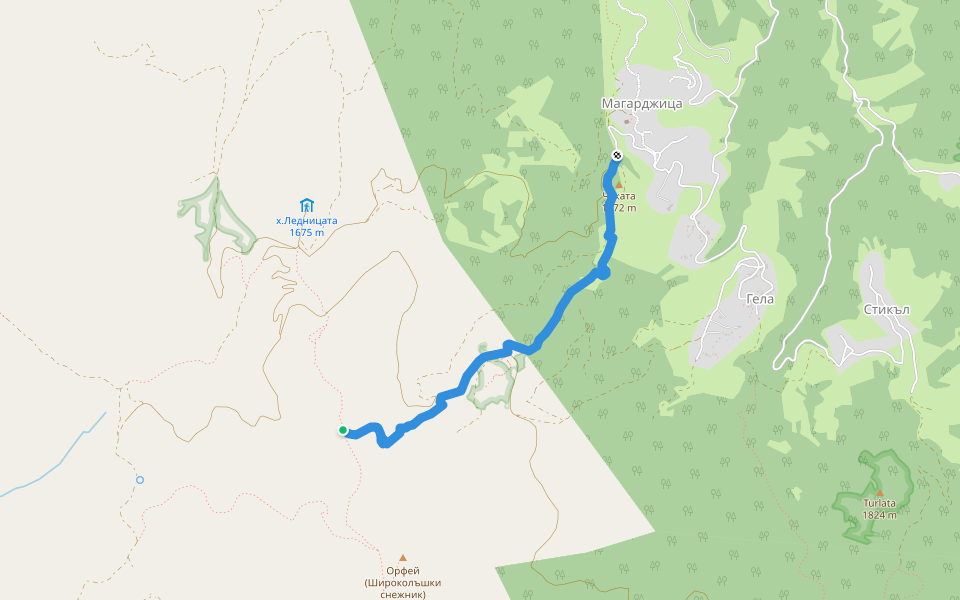 Гела - Доспат walking route map in Pamporovo