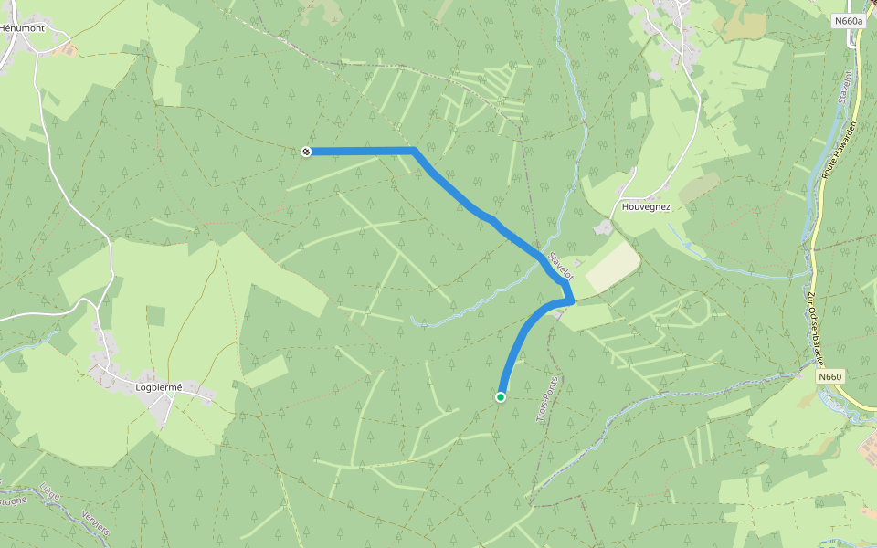 Liaison walking route map in Trois-Ponts