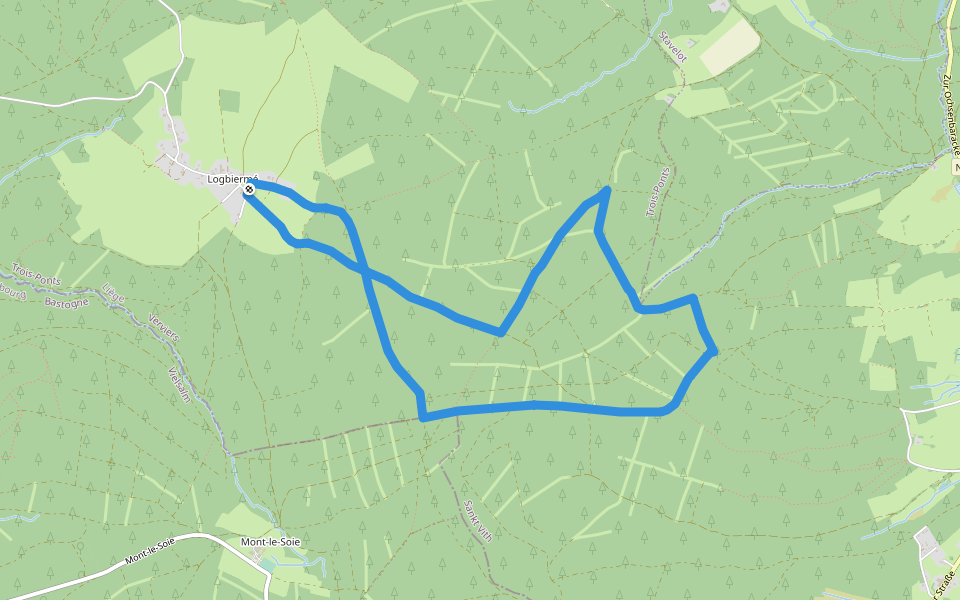 12. Promenade des Bornes Frontières walking route map in Trois-Ponts