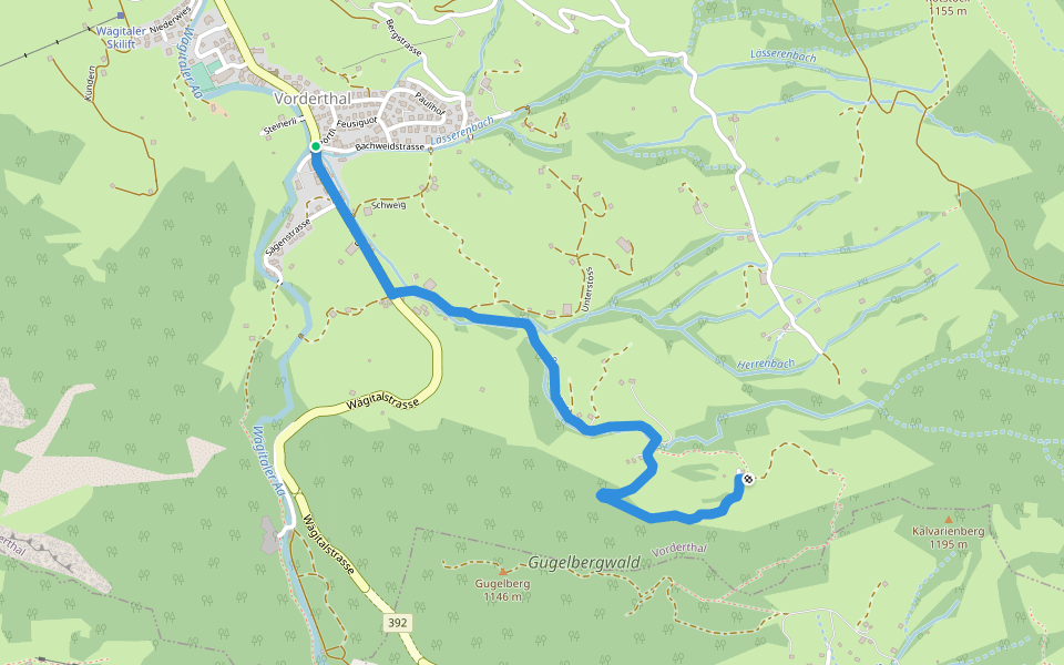 Vorderthal - Ober Ruostel walking route map in Vorderthal