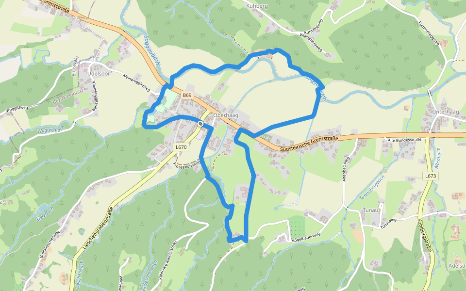Dorf-Rundweg walking route map in Oberhaag