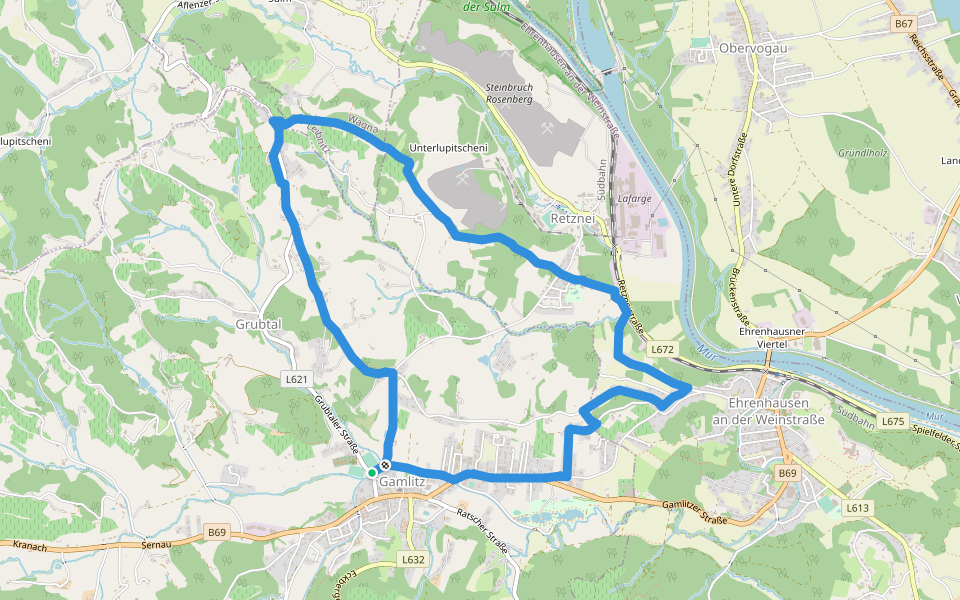 Gamlitz-Retznei-Grubtal walking route map in Gamlitz