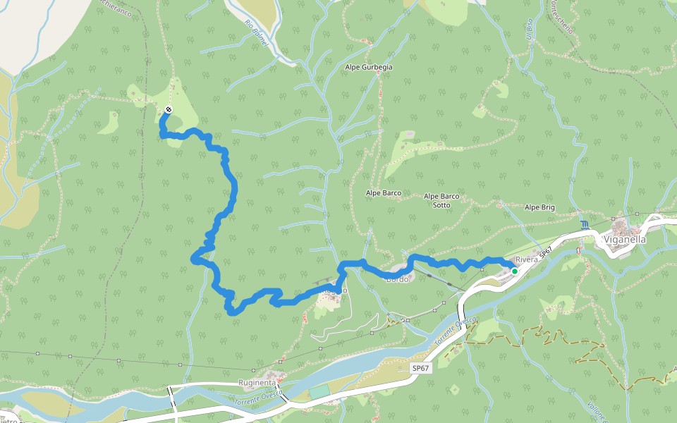 C14 - Rivera - Bordo - Cheggio - Alpe Cavallo walking route map in Rivera