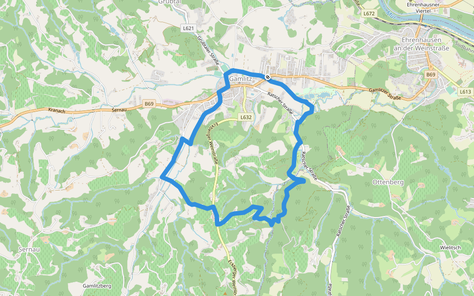 Gamlitz-Gaberhöhe-Steinbach walking route map in Gamlitz