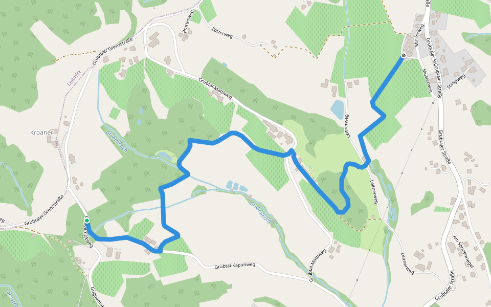 Grubtaler Weg -Variante walking route map in Grubtal