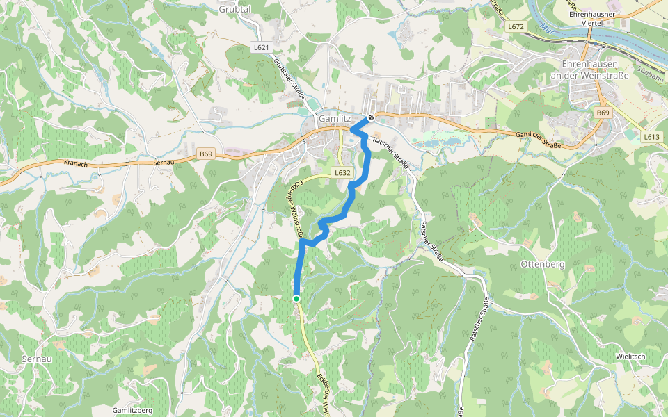 Gamlitz-Gaberhöhe-Steinbach Variante walking route map in Gamlitz