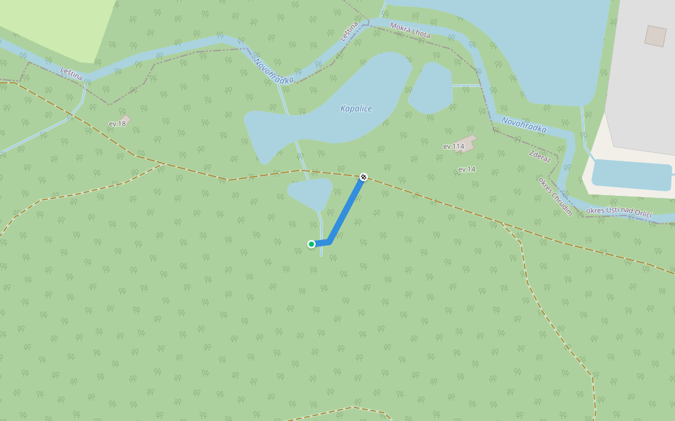 Kapalice (stud.) walking route map in Zderaz