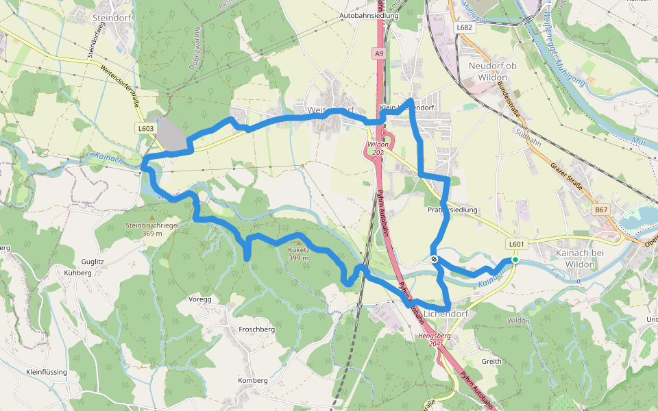 Hengist Kulturwanderweg Weitendorf walking route map in Kainach bei Wildon