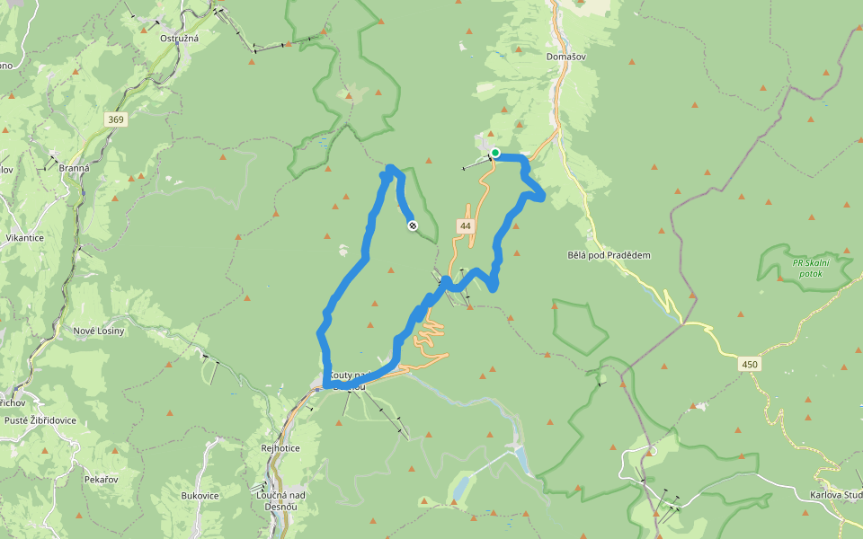 [Ž] Bílý sloup - Filipovice (bus) walking route map in Bělá pod Pradědem
