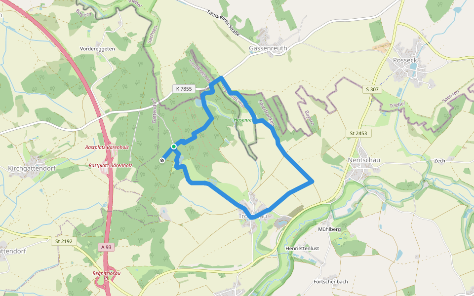 Steinbruchweg walking route map in Regnitzlosau