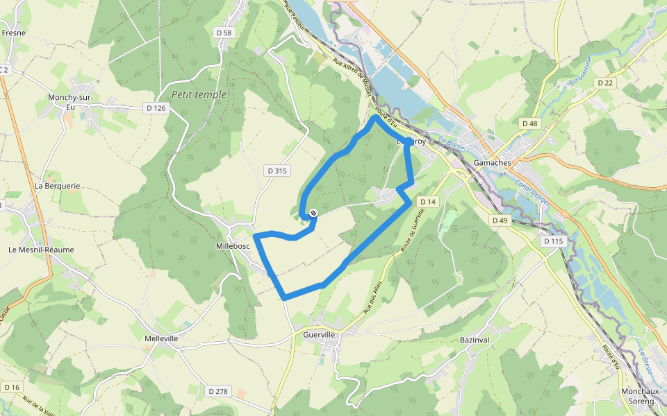 La Tuilerie walking route map in Millebosc