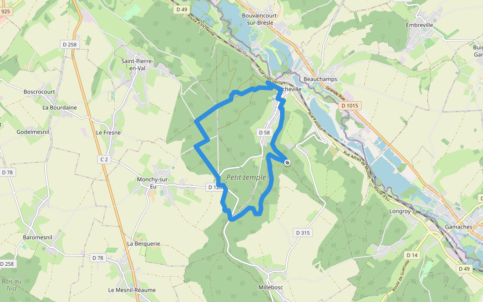 Le Triage walking route map in Millebosc