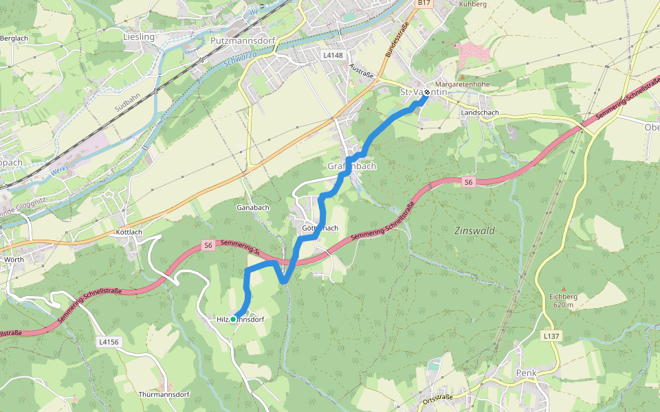 Hilzmannsdorfer Kirchenweg walking route map in Hilzmannsdorf