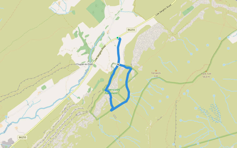 Limestone Walk walking route map in Chapel-le-Dale
