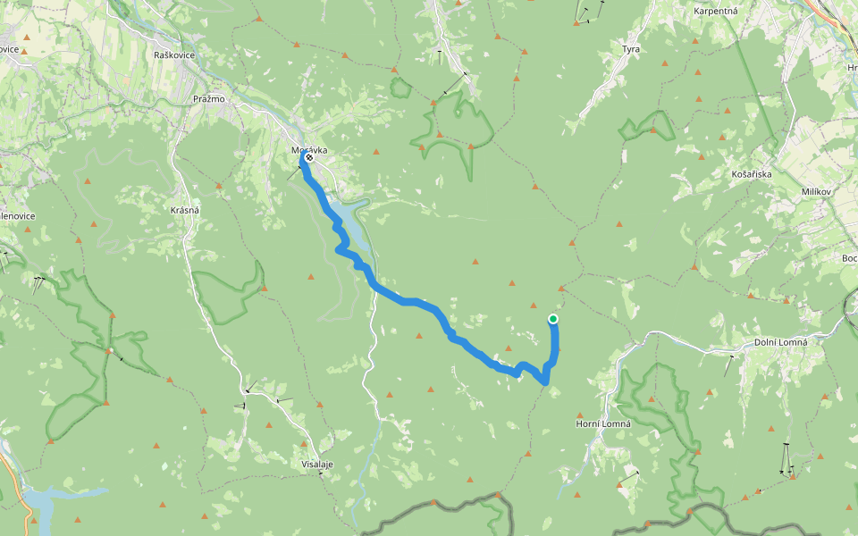 NS Wolfram – Morávka walking route map in Horní Lomná