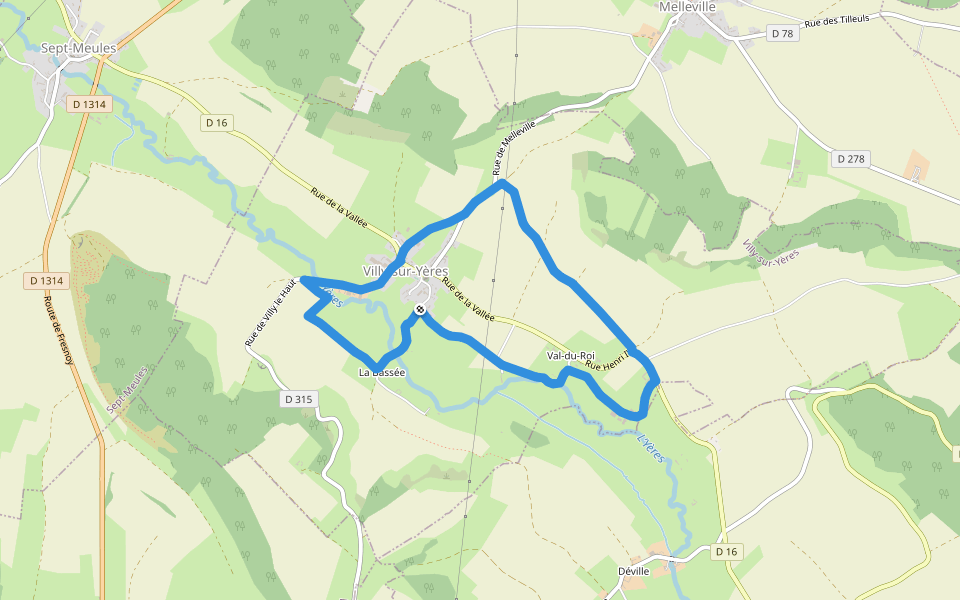 Val du Roy walking route map in Villy-sur-Yères