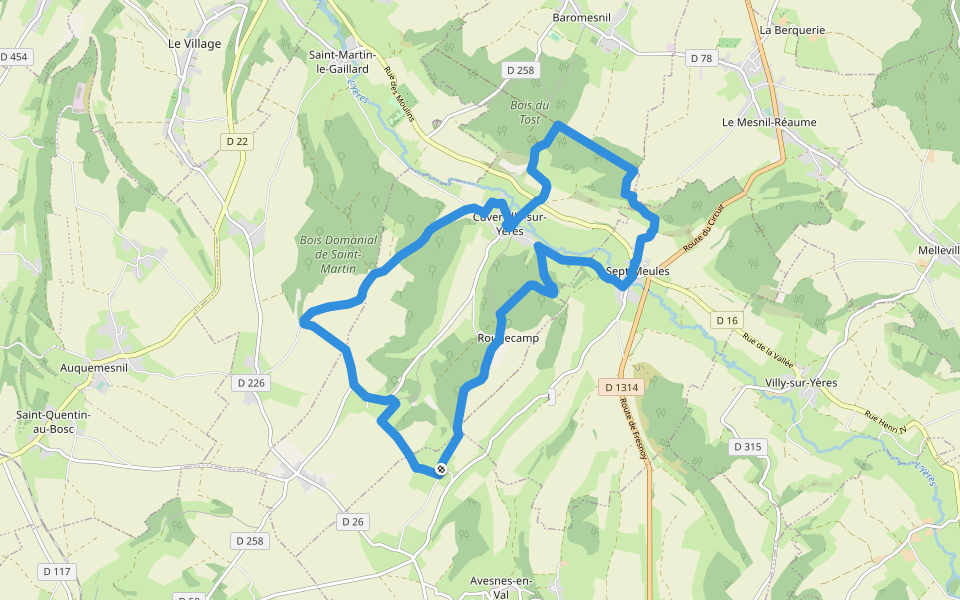 Gratte-Panche walking route map in Avesnes-en-Val