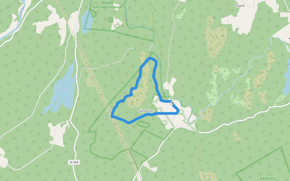 Smedhultaleden walking route map in Gårdshult