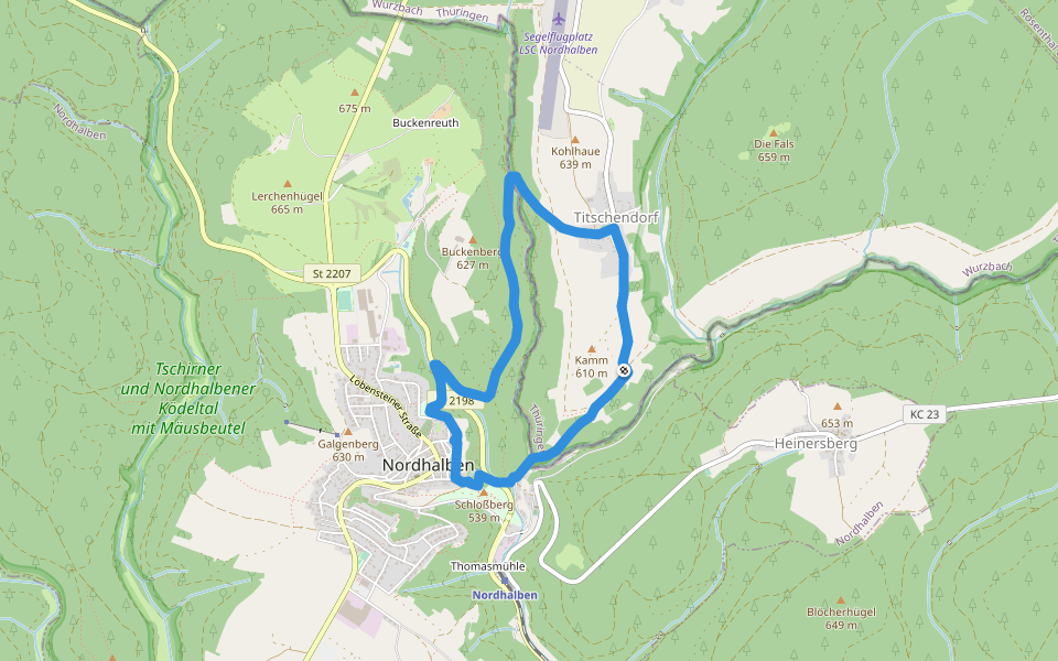 Dreiherren-Weg RT 32 walking route map in Nordhalben