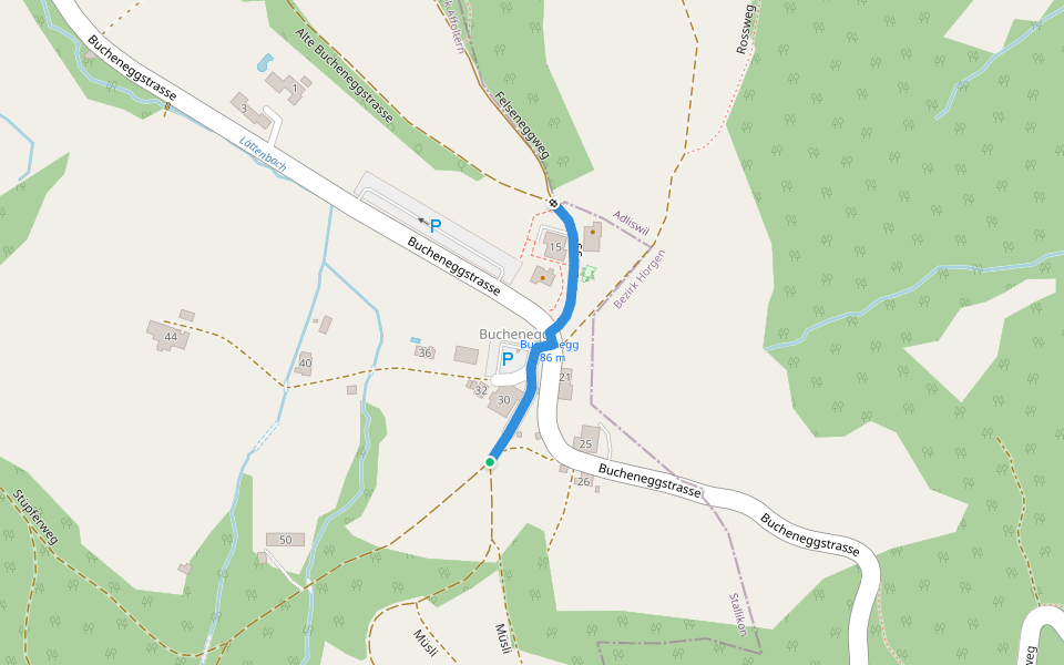 Näfenhüser - Buechenegg walking route map in Stallikon