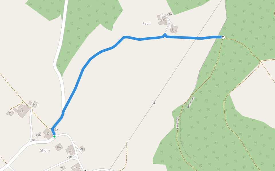 Ghürn - Rastplatz Pauli walking route map in Madiswil