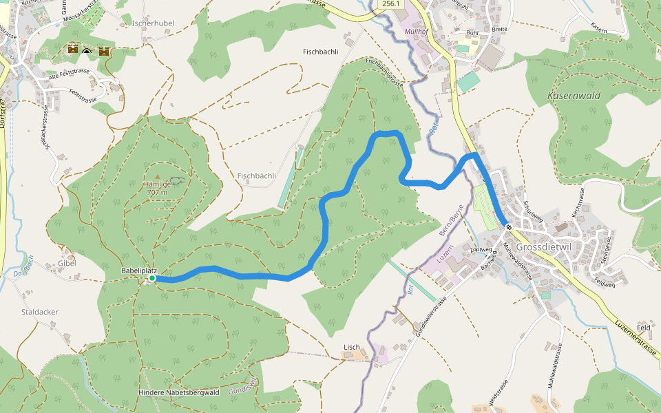 Babeliplatz - Grossdietwil walking route map in Melchnau