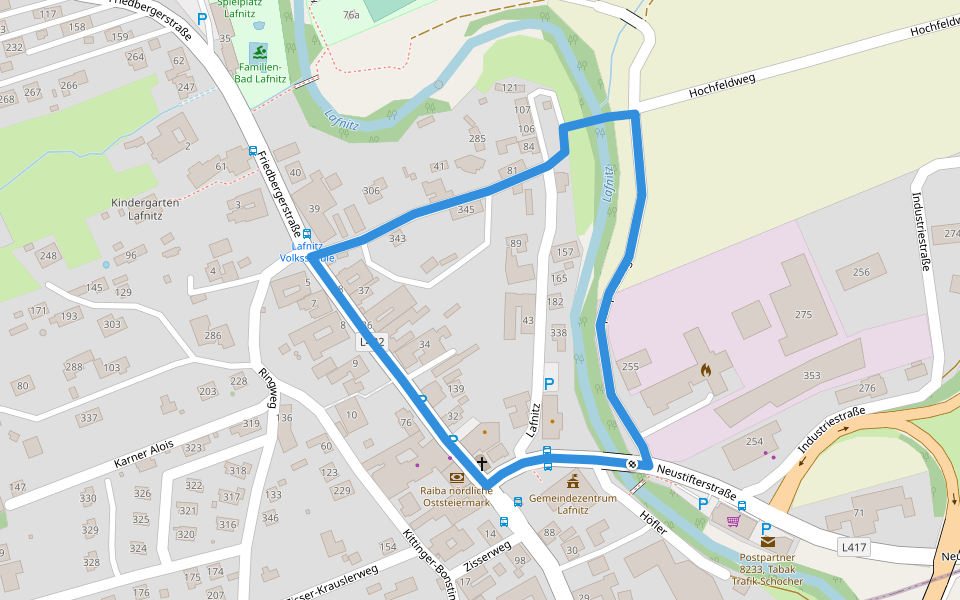 Lafnitz Rundwanderweg L1 walking route map in Lafnitz