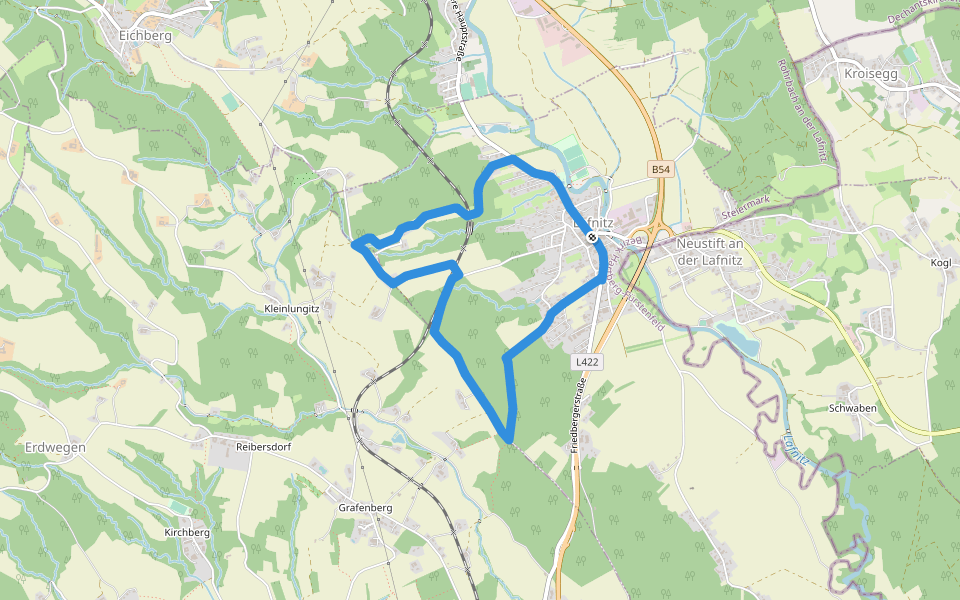 Lafnitz Rundwanderweg L6 walking route map in Lafnitz