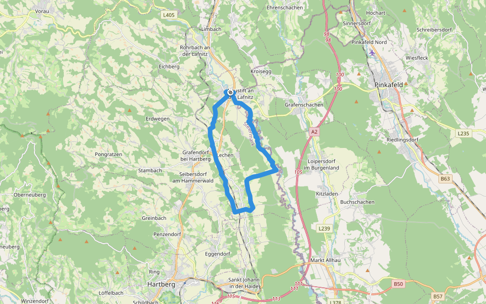 Lafnitz Rundwanderweg L7 walking route map in Lafnitz