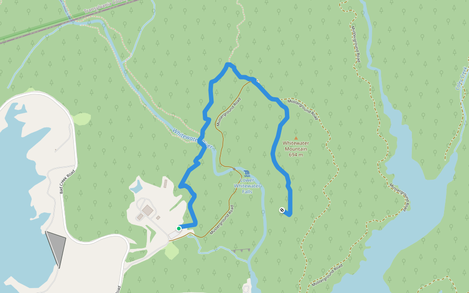 Lower Whitewater Falls Trail walking route map in Salem