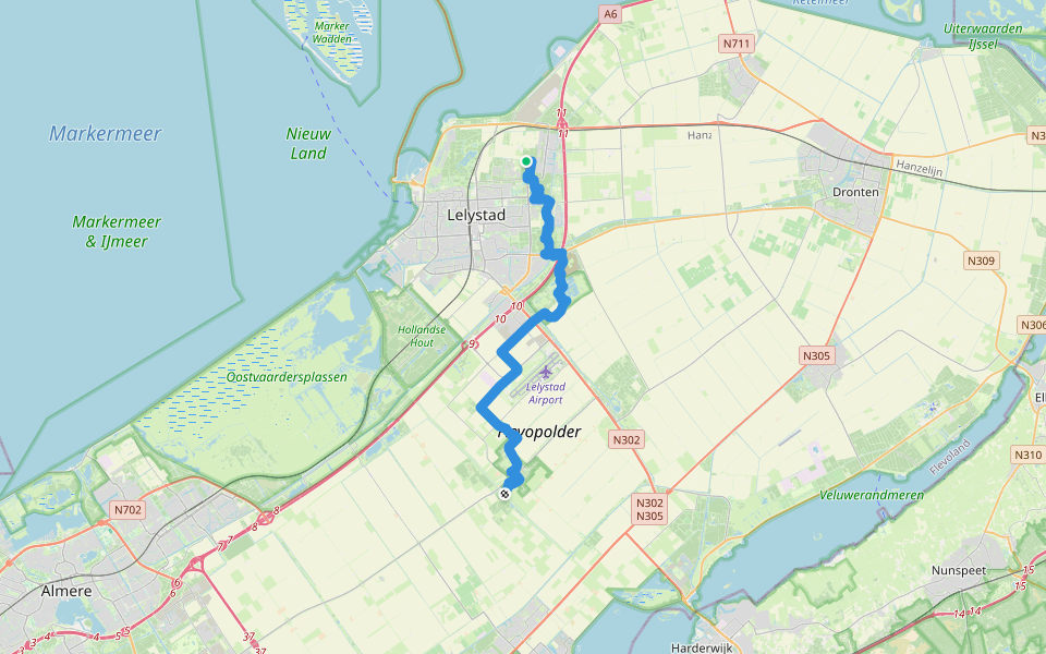 Lelystad-Oostvaardersbos-Knarbos walking route map in Lelystad