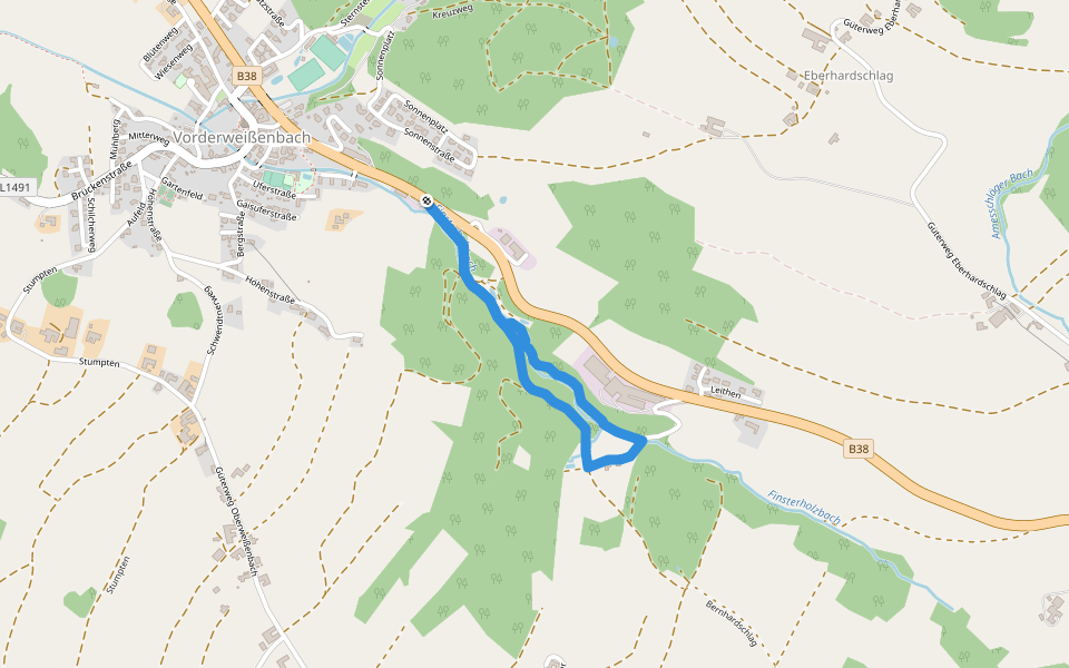 Familienrunde walking route map in Vorderweißenbach