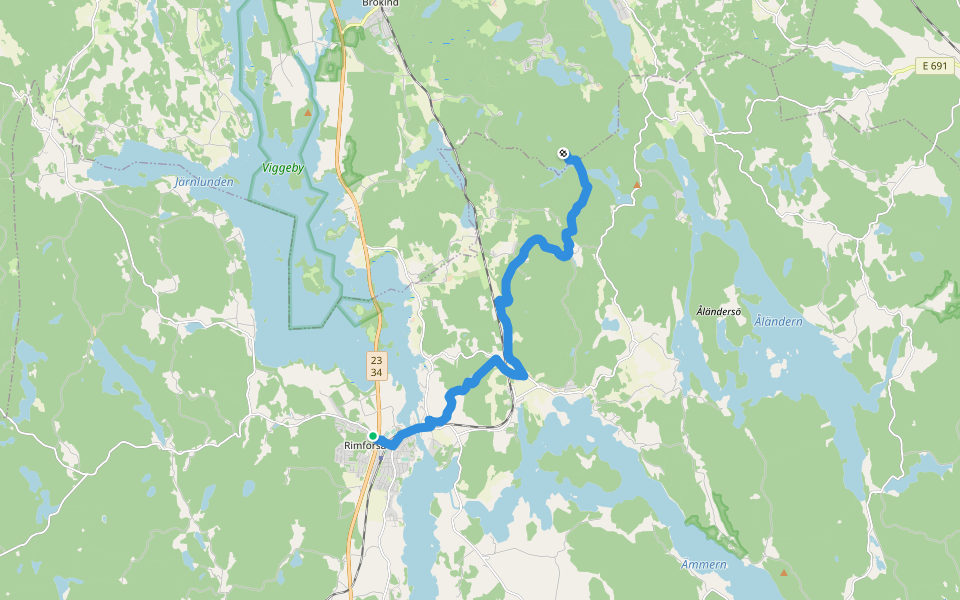 Östgötaleden: Rimforsa-Linköpingsgränsen walking route map in Rimforsa