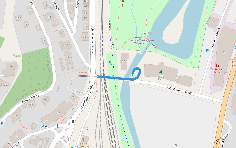 SAV Querweg Heidenheim-Hahnenschnabel - Nattheim walking route map in Heidenheim an der Brenz