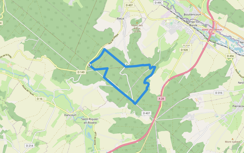 Circuit de Gérente walking route map in Dancourt